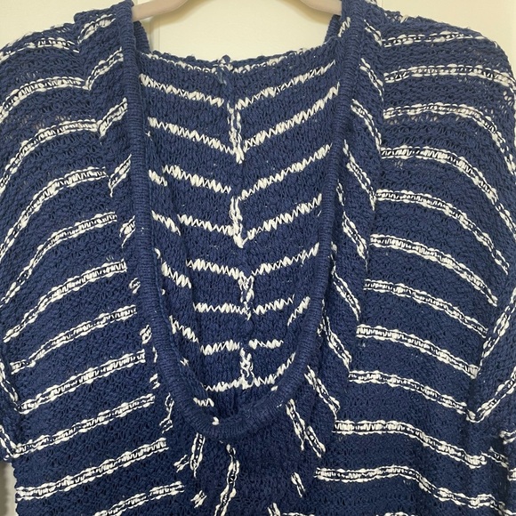 Roxy Smoke Signal Striped Hooded Open Knit Sweater - Picture 7 of 9